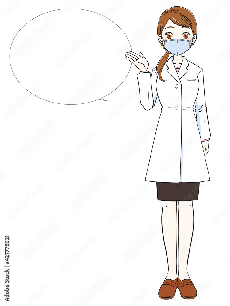 マスクの手描き風栄養士　吹き出し有り