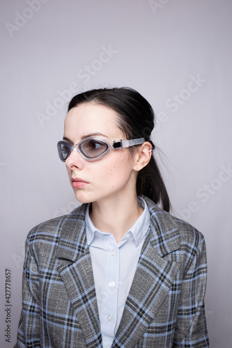 woman manager  wearing swimming goggles