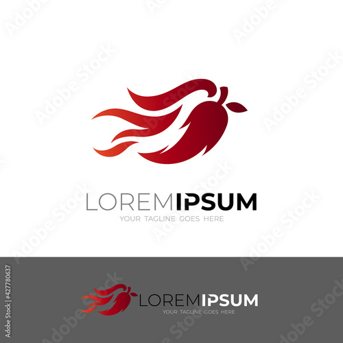 Flame logo and chili logo template, red color