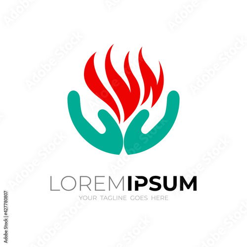 Simple hand and fire design illustration, flat style icon