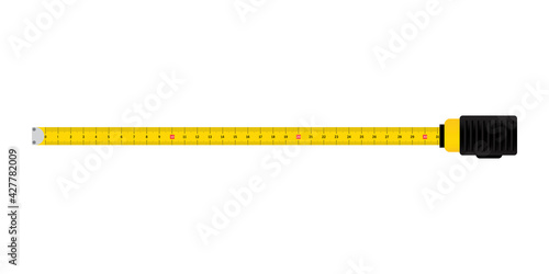 Realistic illustration with tape measure yellow. Stock image. Vector illustration. EPS 10.