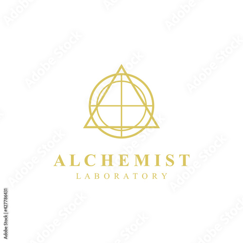Alchemy circles, triangle, arrows vector illustration element icon, line symbols. Alchemy icon. Basic mystic elements.