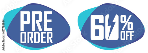 Pre-Order Sale banners design template, 60% off, discount tags, vector illustration