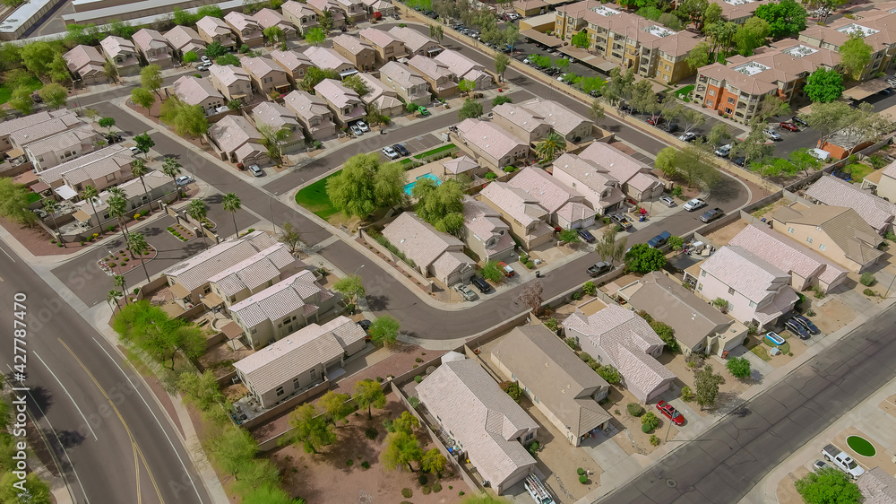 Aerial view of residential quarters at Avondale beautiful town urban landscape the Arizona US