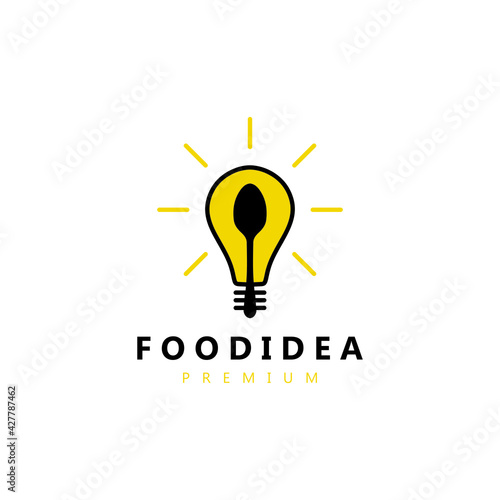 spoon bulb food idea smart logo vector icon illustration
