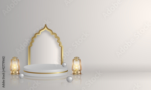 islamic decoration 3d podium for display product or discount promotion ramadan