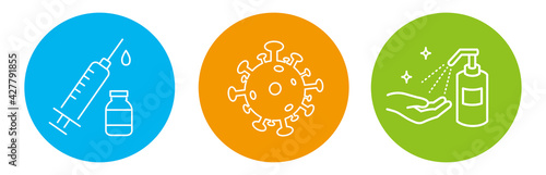 Medicine vaccine sign. Medical syringe icon. set vaccination vaccinated