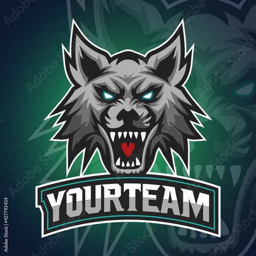 Modern Illustration Vector wolf logo for team esport
