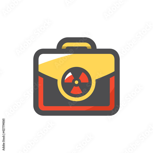 Radiation Nuclear Suitcase Vector icon Cartoon illustration.
