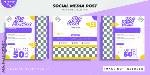 Pet accessories banner for social media post template Premium Vector