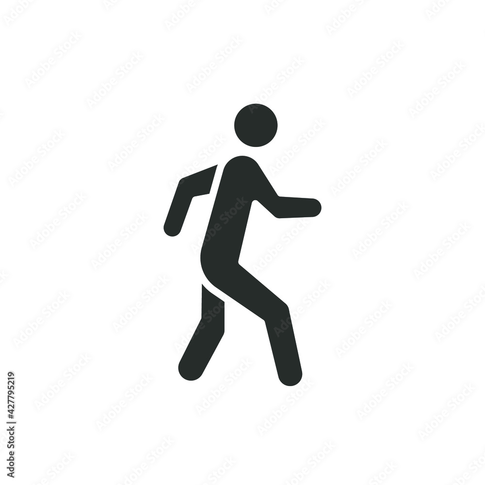 Walk glyph icon. Simple solid style. Pedestrian, man, pictogram, human, side, walkway concept symbol. Vector illustration isolated on white background. EPS 10.