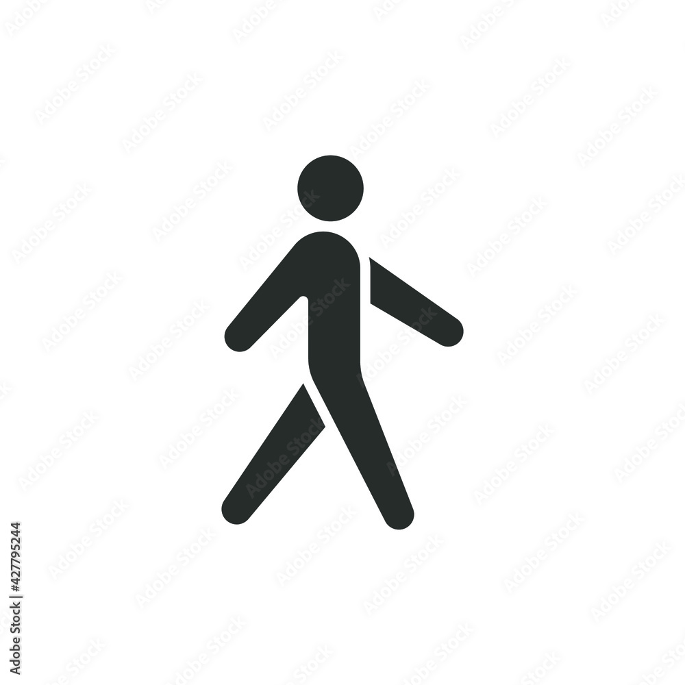 Walk glyph icon. Simple solid style. Pedestrian, man, pictogram, human, side, walkway concept symbol. Vector illustration isolated on white background. EPS 10. Walk glyph icon. Simple solid style. Pedestrian, man, pictogram, human, side, walkway concept symbol. Vector illustration isolated on white background. EPS 10.