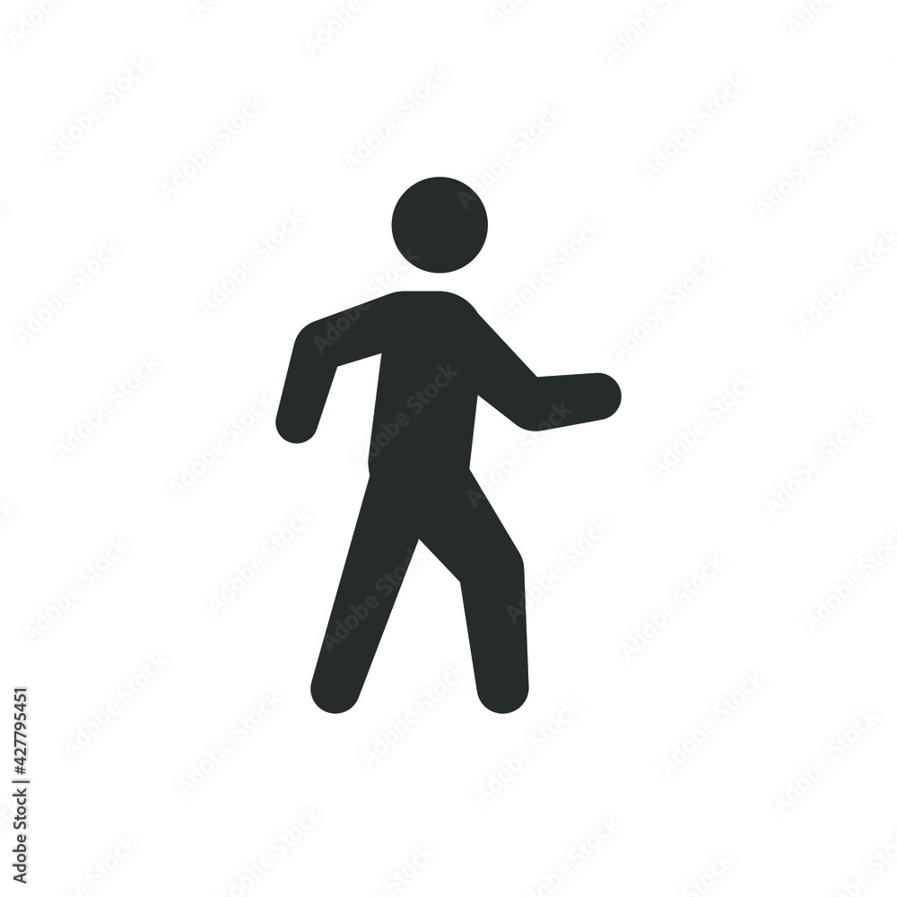 Walk glyph icon. Simple solid style. Pedestrian, man, pictogram, human, side, walkway concept symbol. Vector illustration isolated on white background. EPS 10.