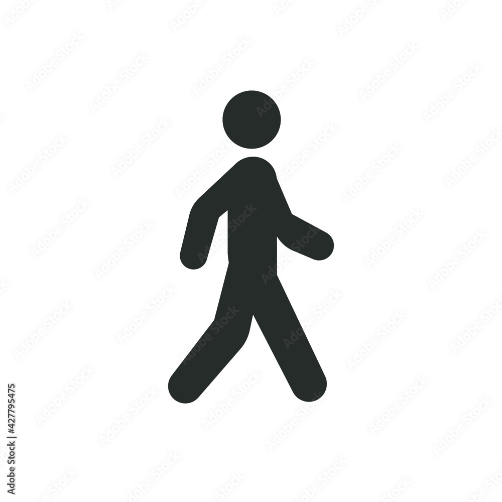 Walk glyph icon. Simple solid style. Pedestrian, man, pictogram, human, side, walkway concept symbol. Vector illustration isolated on white background. EPS 10. Walk glyph icon. Simple solid style. Pedestrian, man, pictogram, human, side, walkway concept symbol. Vector illustration isolated on white background. EPS 10.