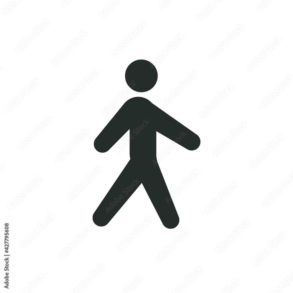 Walk glyph icon. Simple solid style. Pedestrian, man, pictogram, human, side, walkway concept symbol. Vector illustration isolated on white background. EPS 10. Walk glyph icon. Simple solid style. Pedestrian, man, pictogram, human, side, walkway concept symbol. Vector illustration isolated on white background. EPS 10.