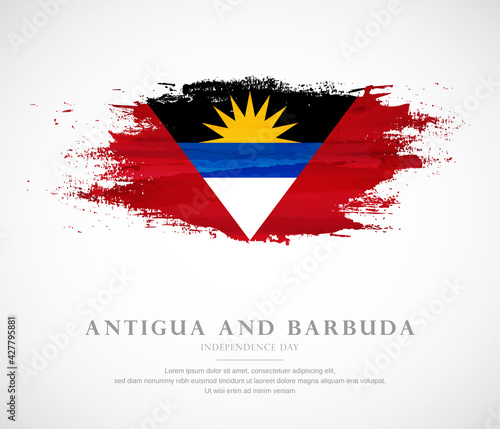 Abstract watercolor brush stroke flag for independence day of Antigua and Barbuda