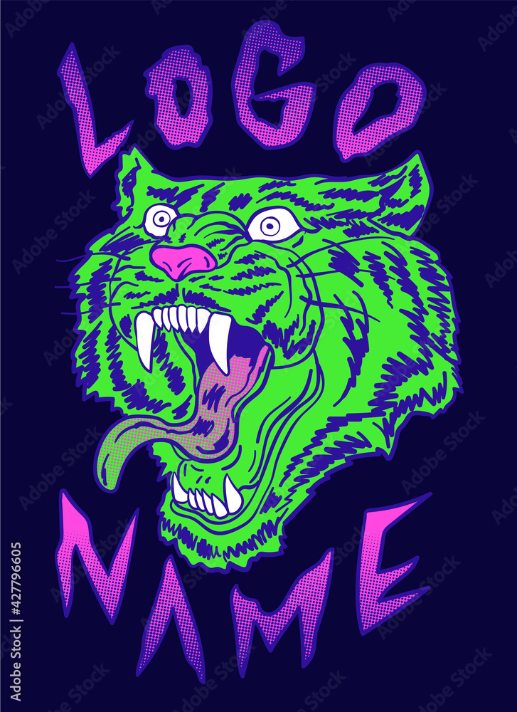 Vector illustration of tiger. Trendy design for card, poster, tshirt and other use Vector illustration of tiger. Trendy design for card, poster, tshirt and other use