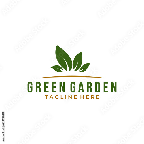 green garden logo template vector illustration design