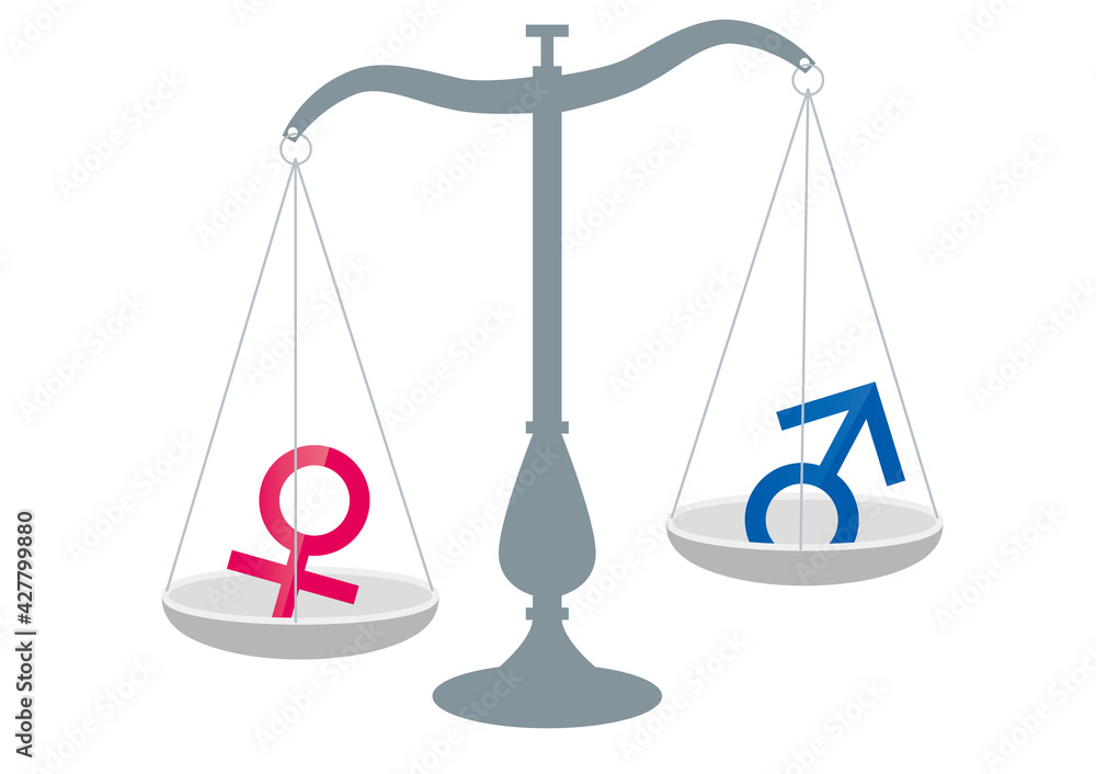 男女を比べる天秤ばかりのイラスト アイコン 男女同権 男女平等ジェンダーギャップイメージ Stock Vector Adobe Stock