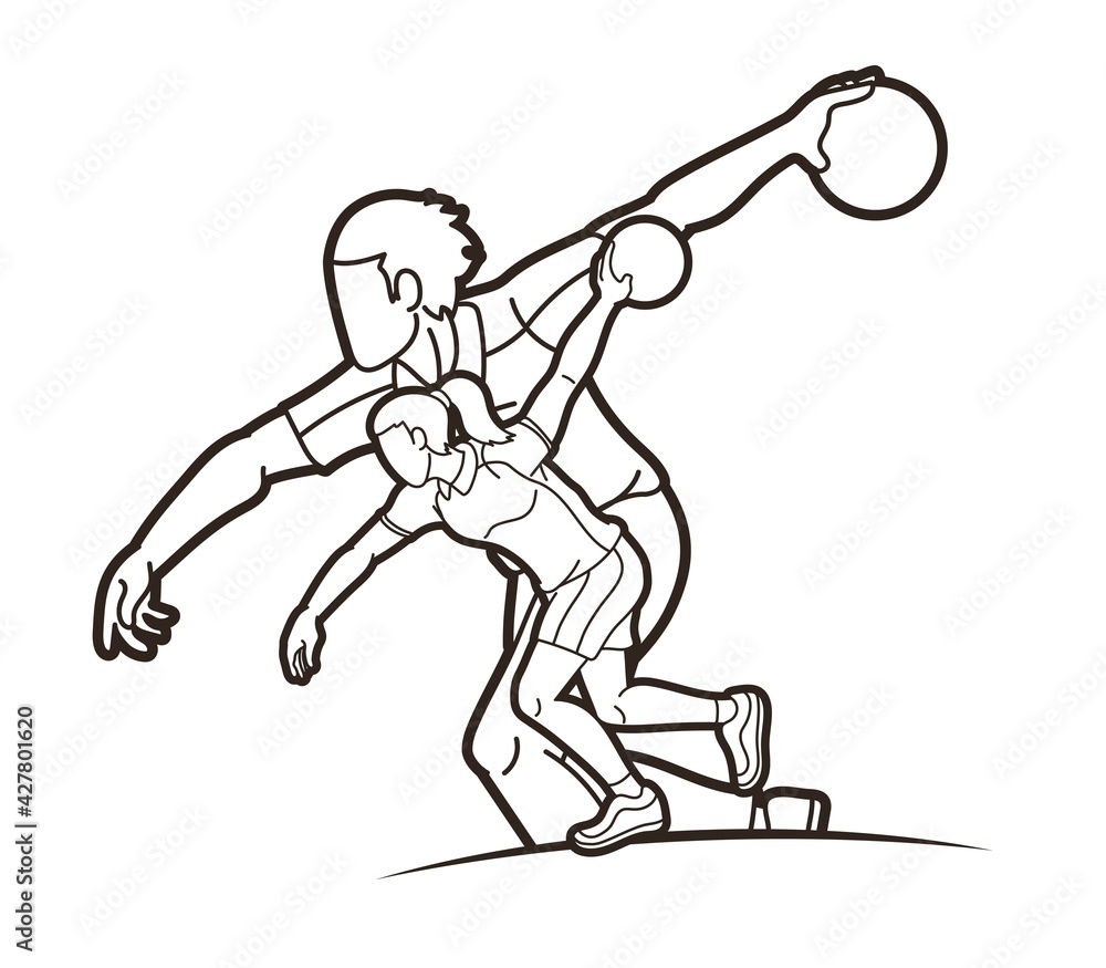 Bowling Sport Players Men and Women Pose Cartoon Graphic Vector Bowling Sport Players Men and Women Pose Cartoon Graphic Vector