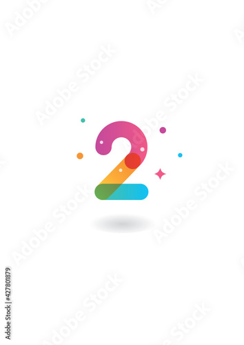 Number 2, Vector icon design template with gradient color