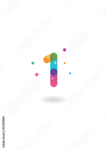 Number 1, Vector icon design template with gradient color