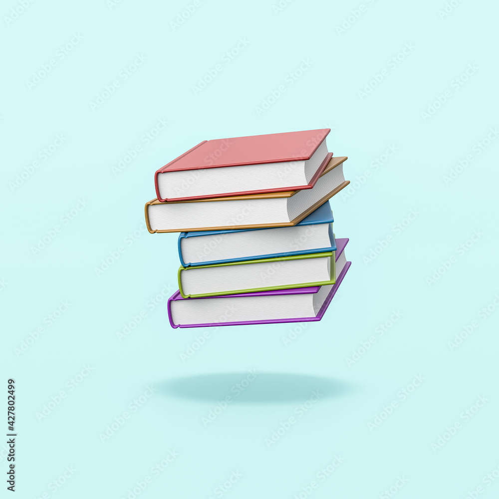 Stack of Colored Books on Blue Background Stack of Colored Books on Blue Background