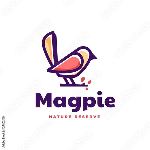 Vector Logo Illustration Magpie Simple Mascot Style.