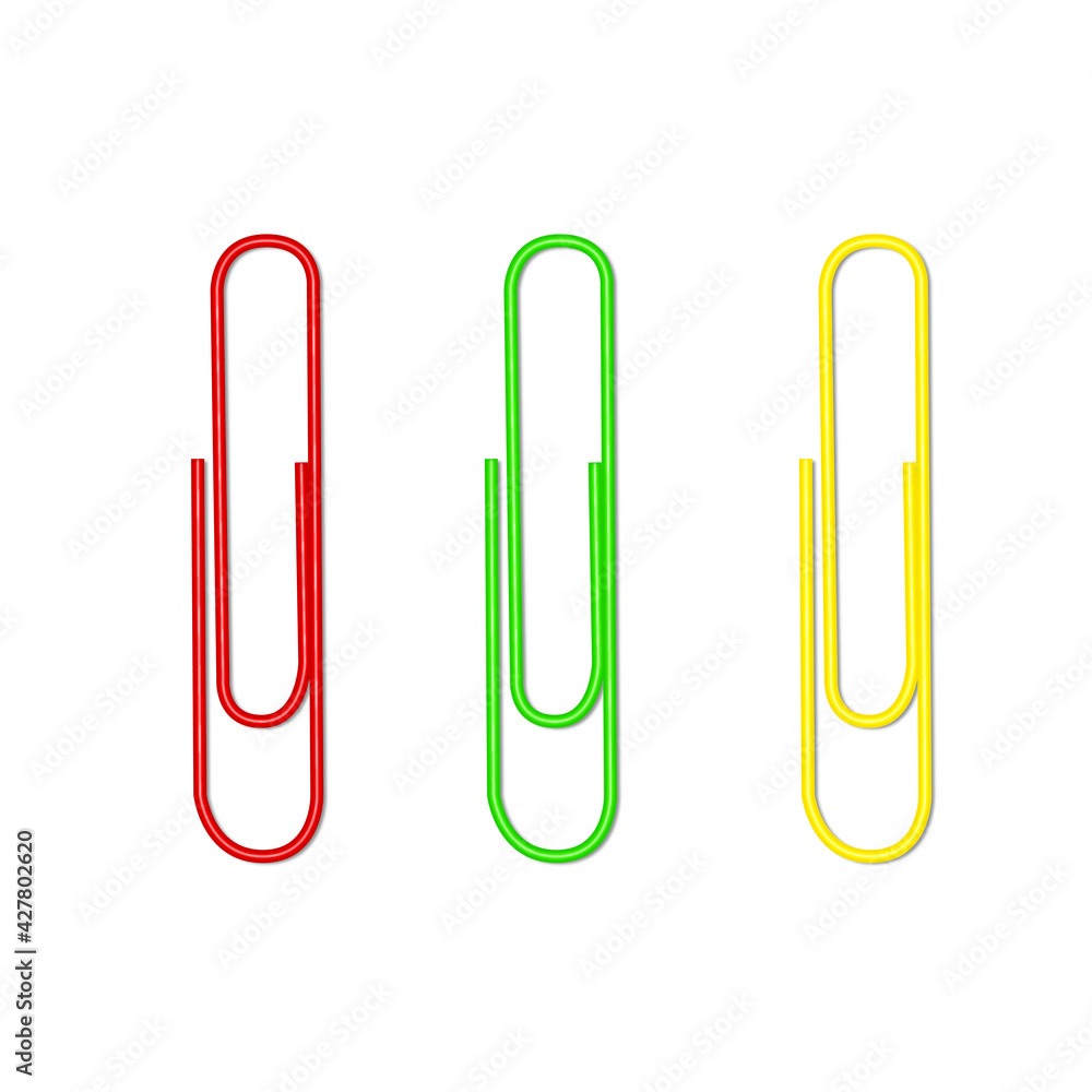 paper clips red green blue isolated white background paper clips red green blue isolated white background