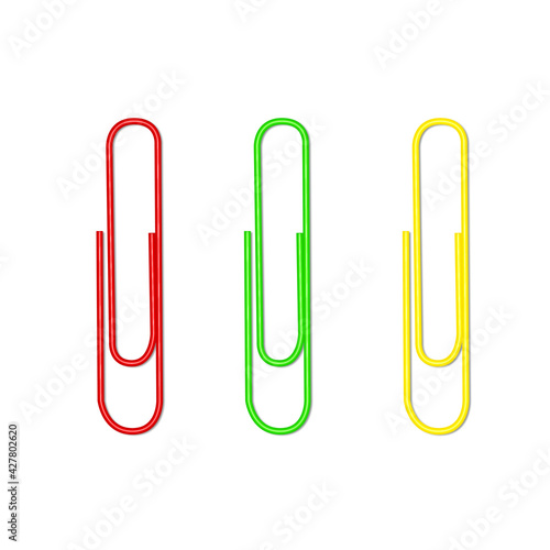paper clips red green blue isolated white background