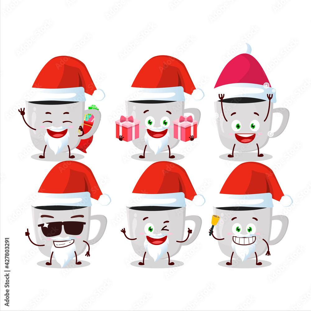 Santa Claus emoticons with coffee cartoon character