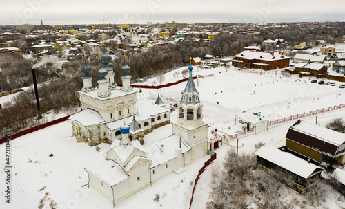 Flight over the Resurrection Monastery in the city of Murom. Russia photo