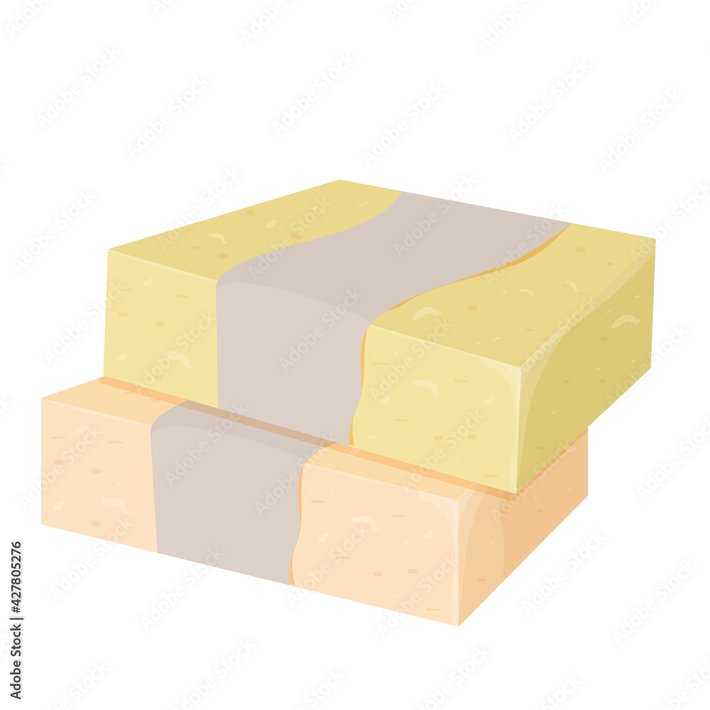 Natural handmade vector soap bar in cartoon flat style in trendy colours isolated on white background. Organic spa soap making. Natural handmade vector soap bar in cartoon flat style in trendy colours isolated on white background. Organic spa soap making.