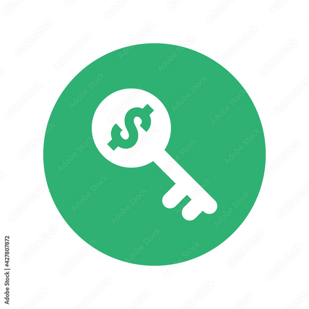 Money key icon vector graphic illustration Money key icon vector graphic illustration