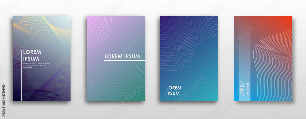 Simple Modern Covers Template Design. Set of Minimal Geometric wave line Gradients for Presentation, Magazines, Flyers, Annual Reports, Posters and Business Cards.	