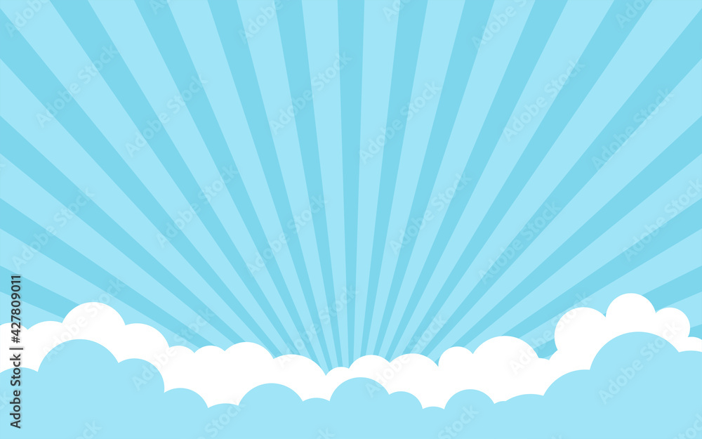 Clouds and rays background. Vector horizontal illustration. Billboard, poster, banner. Clouds and rays background. Vector horizontal illustration. Billboard, poster, banner.