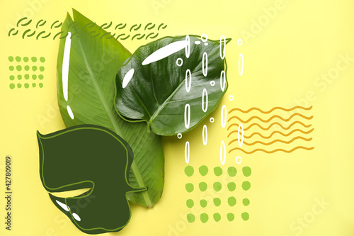 Fresh tropical leaves on co...