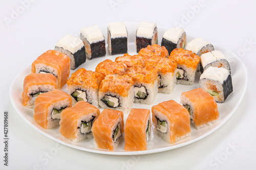 Japanese roll set with fish