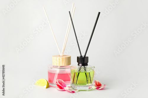 Reed diffusers on white background