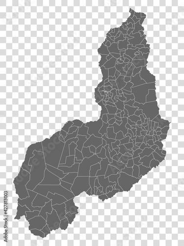 Blank map Piaui of Brazil. High quality map Piaui with municipalities on transparent background for your web site design, logo, app, UI.  Brazil.  EPS10.