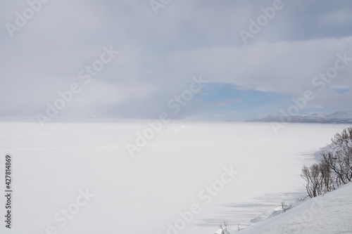 Tornestrask, Sweden A snowy and Arctic landscape over the Tornetrask lake in springtime. © Alexander