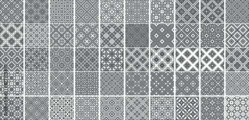 Universal different geometric seamless patterns. Endless vector texture can be used for wrapping wallpaper, pattern fills, web background,surface textures. Set of monochrome ornaments
