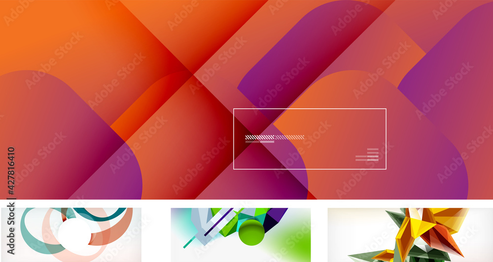 Vector abstract background set. Trendy modern geometric shapes