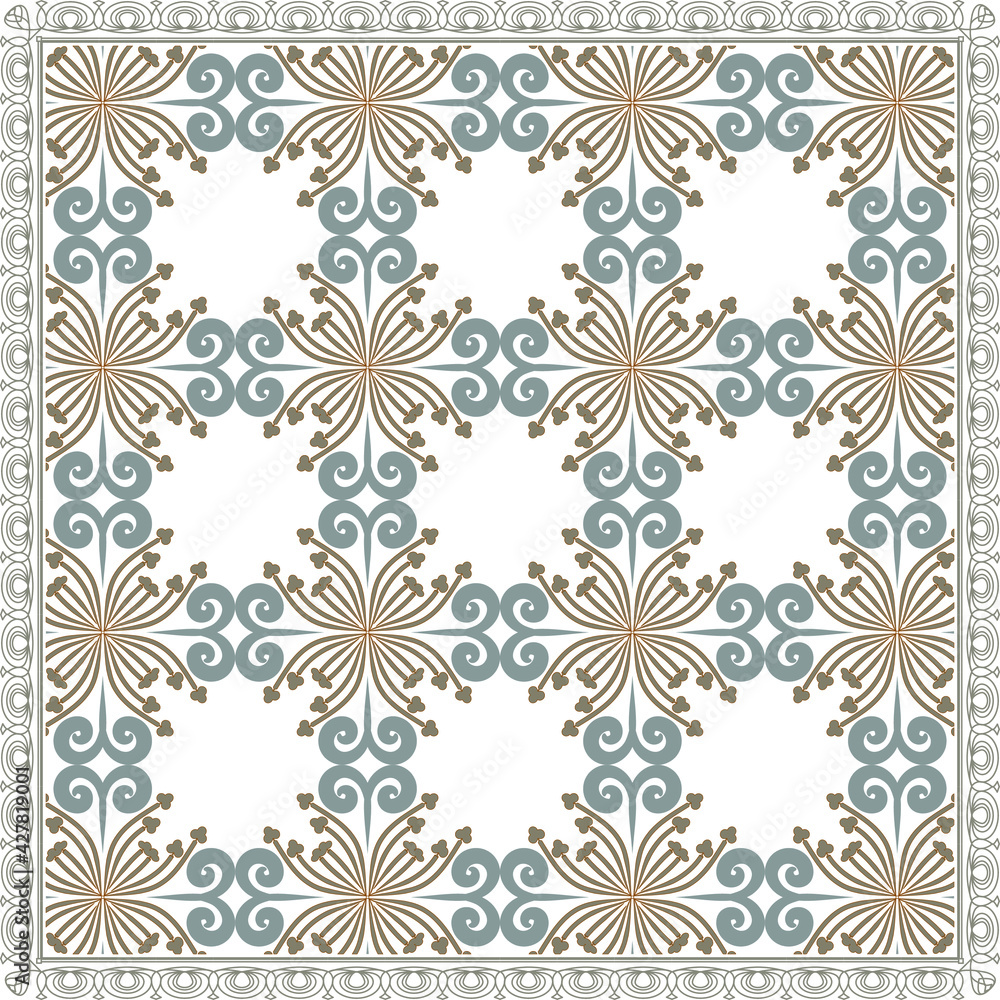 Elegant abstract scarf pattern design with ethnic and floral ornament. Hijab motif design Elegant abstract scarf pattern design with ethnic and floral ornament. Hijab motif design