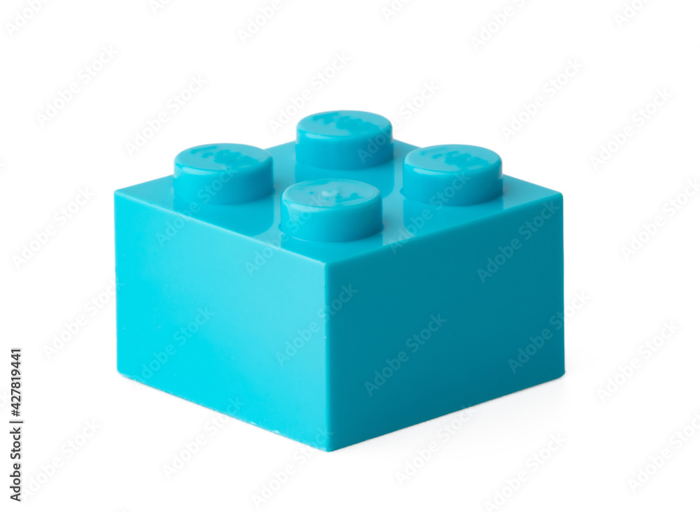 Blue plastic building block isolated on white Blue plastic building block isolated on white