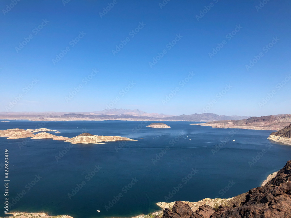Dreamy view of Lake Mead in Nevada. 4 miles west of Hoover Dam