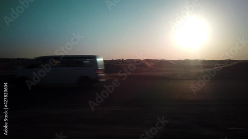 Scenic landscapes of Dubai desert during sunset