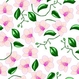 Seamless pattern with orchid. Cartoon sryle vector illustration.