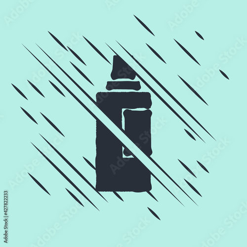 Black Plastic bottle for laundry detergent, bleach, dishwashing liquid or another cleaning agent icon isolated on green background. Glitch style. Vector