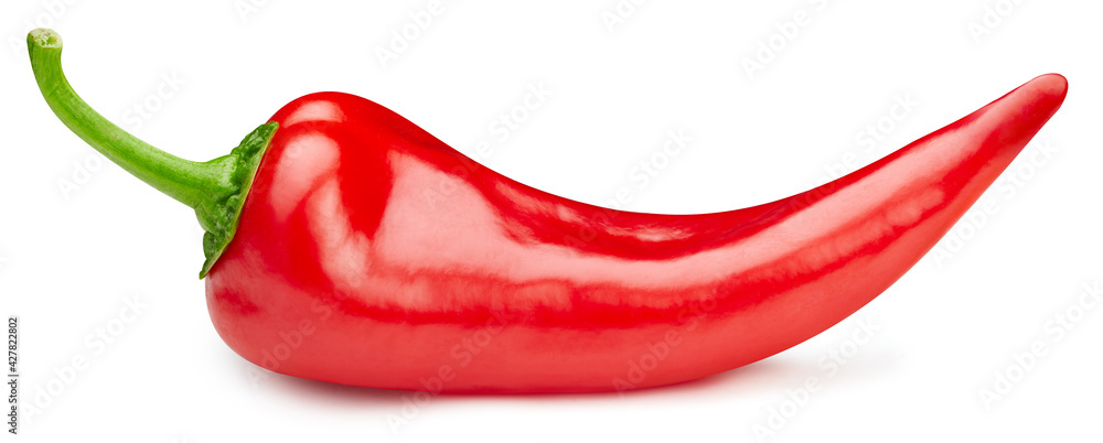 Ripe red hot chili peppers vegetable isolated Photo Adobe Stock